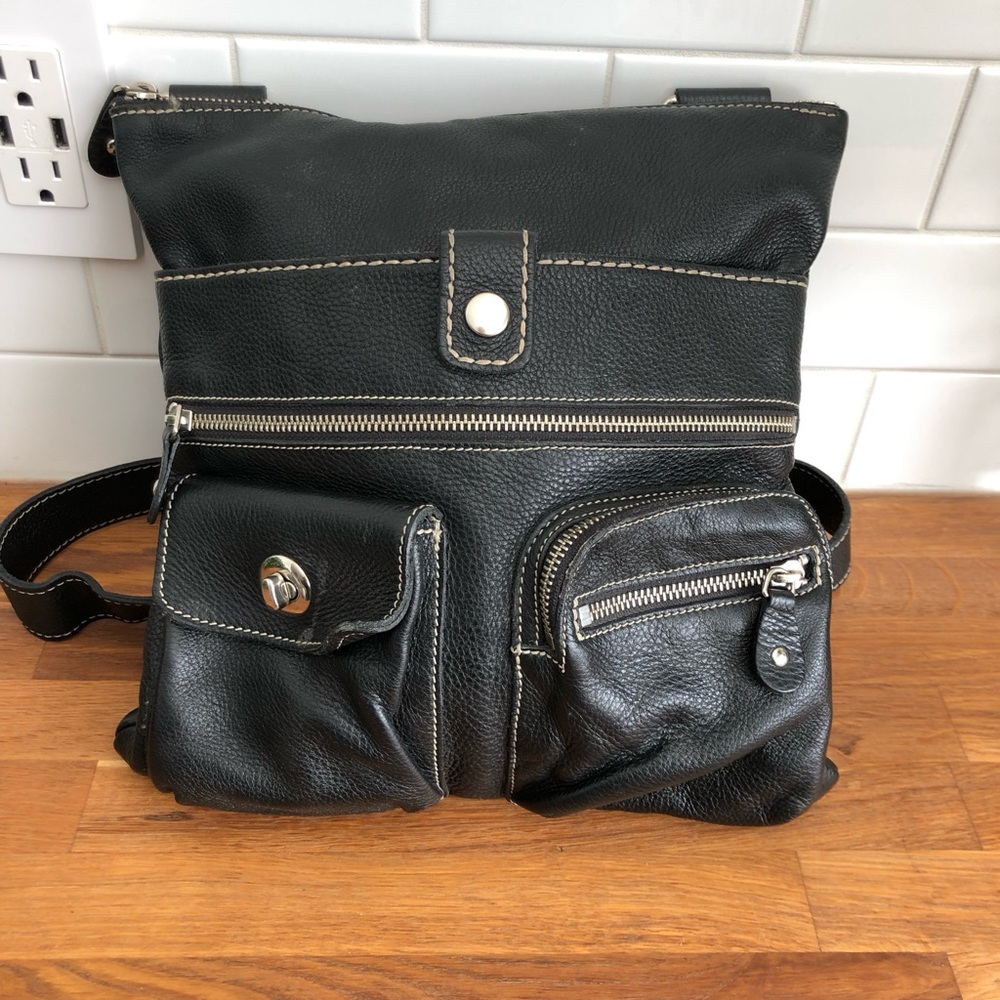 Roots black prince leather Venetian Village bag